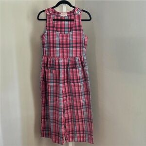 Urban Outfitters Pink & Blue Plaid Overalls Wide Leg Crop Length Womens Size XS
